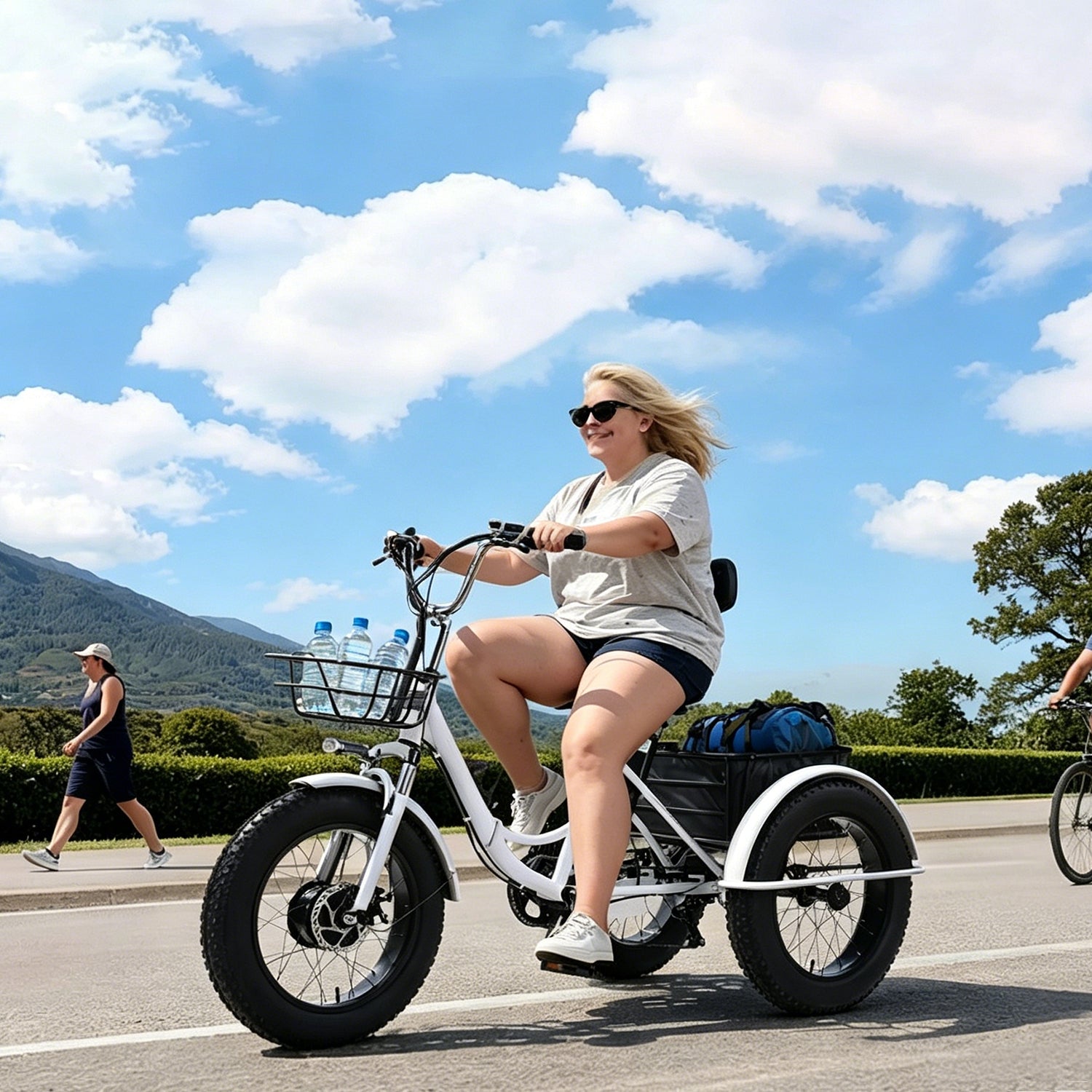 Folding Electric Trike for Adults 750W 48V 20Ah Fat Tire Bluetooth Speaker